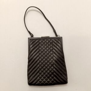 Buttery Soft Leather Cynthia Rowley Black Quilted Snap Top Handbag